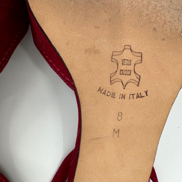 Isaac Mizrahi Red Suede Pointed Toe Slingback Heels With Bow Detail Size 8 M Mad - Picture 5 of 10